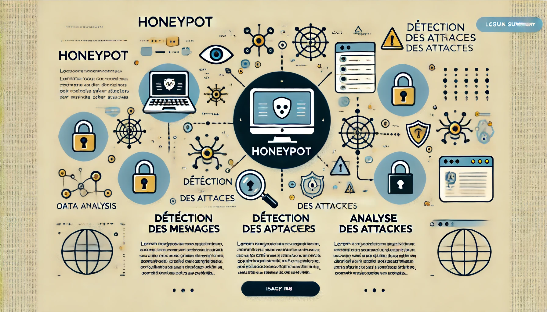 Infographie sur le pot de miel (honeypot) et l'analyse des attaques