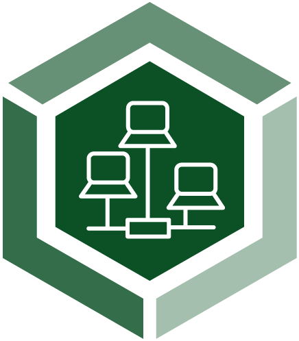 Icône de réseau d'ordinateurs connectés