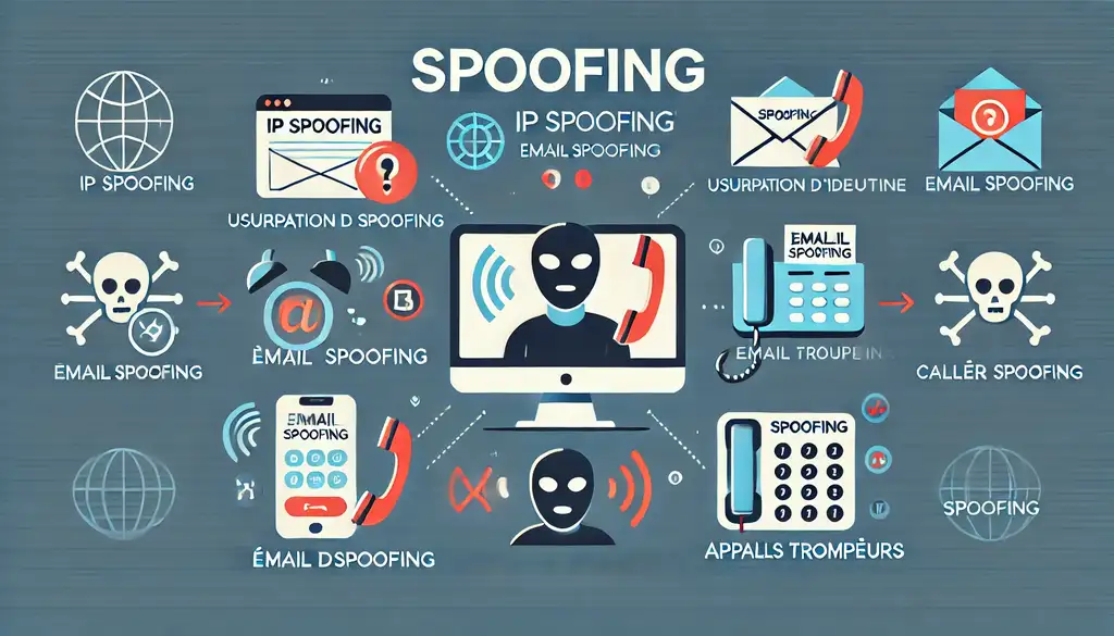 Infographie sur le spoofing d'e-mail, d'appel et d'adresse IP