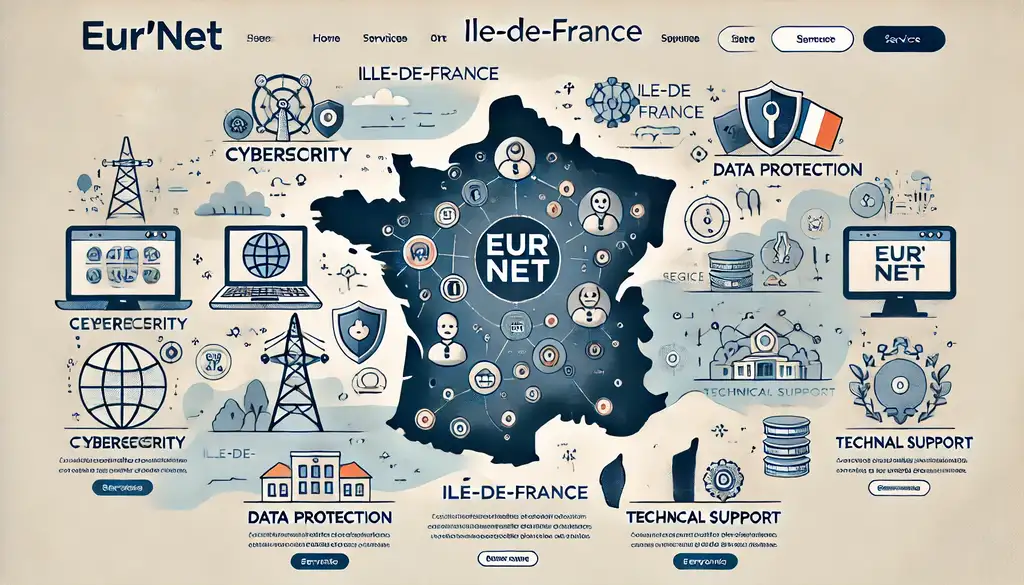 Carte de France et agence Eur'Net en Île-de-France