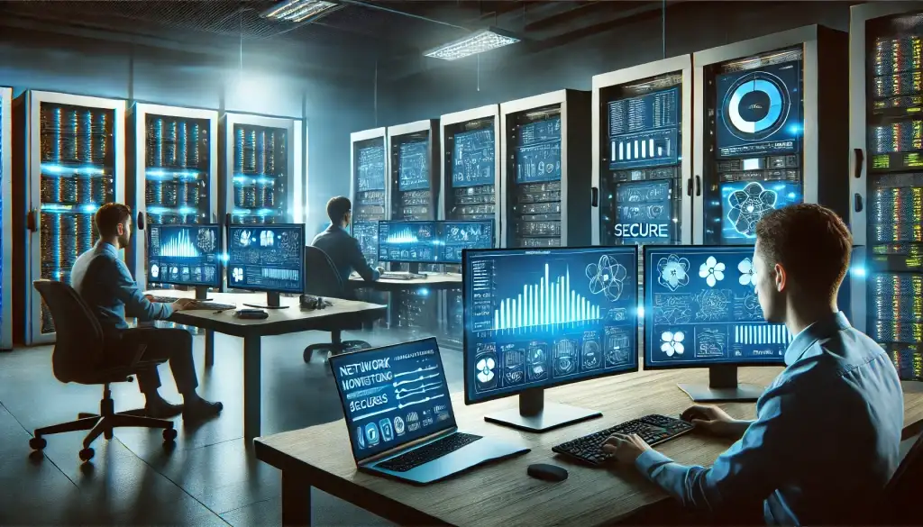 Équipe informatique surveillant des écrans de sécurité